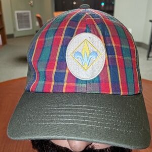 Boy Scouts Baseball Red Green Plaid Snap-on Hat Cap